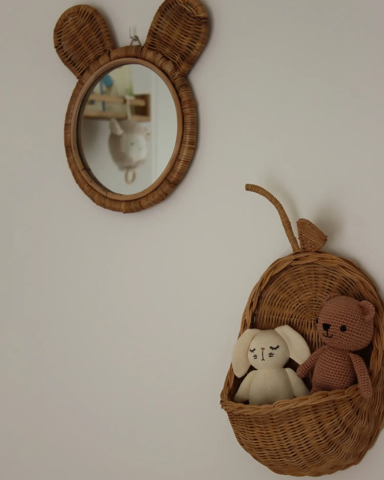 Hot Beliani Specchio ASHANTI 30 cm 33 cm Rattan Naturale Beige Naturale
