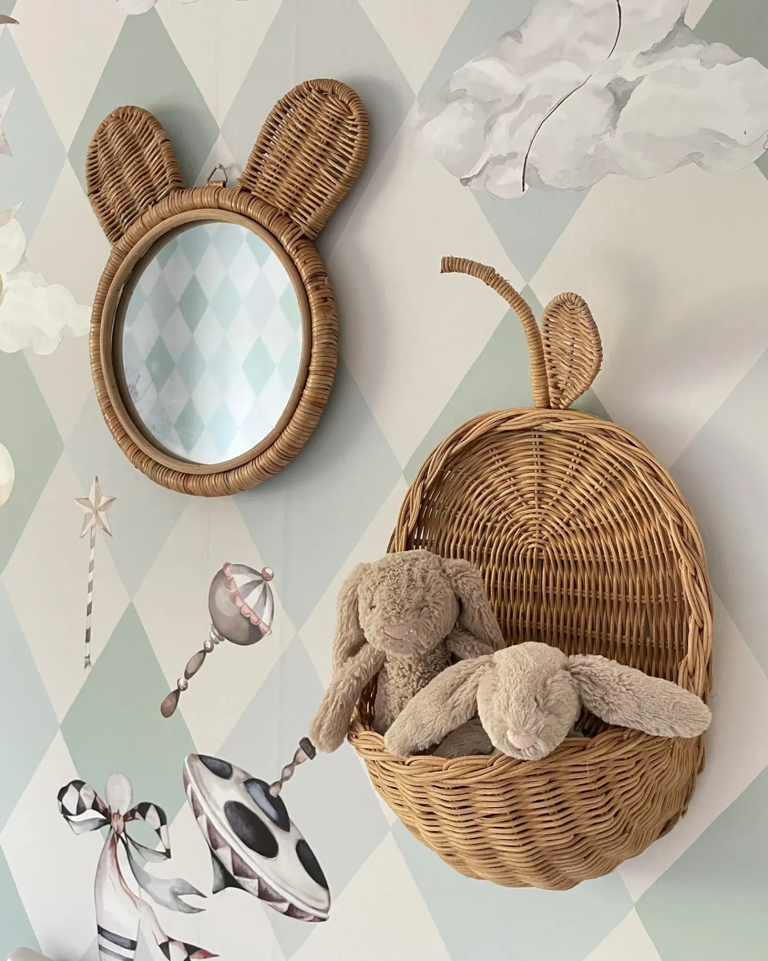 Hot Beliani Specchio ASHANTI 30 cm 33 cm Rattan Naturale Beige Naturale