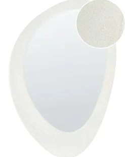 New Beliani Specchio AUDES 60 cm 90 cm Velluto sporco Bianco