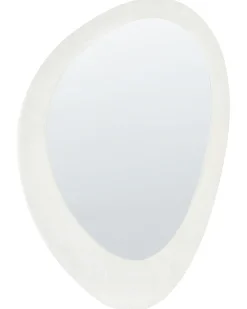 New Beliani Specchio AUDES 60 cm 90 cm Velluto sporco Bianco