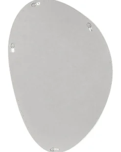 New Beliani Specchio AUDES 60 cm 90 cm Velluto sporco Bianco