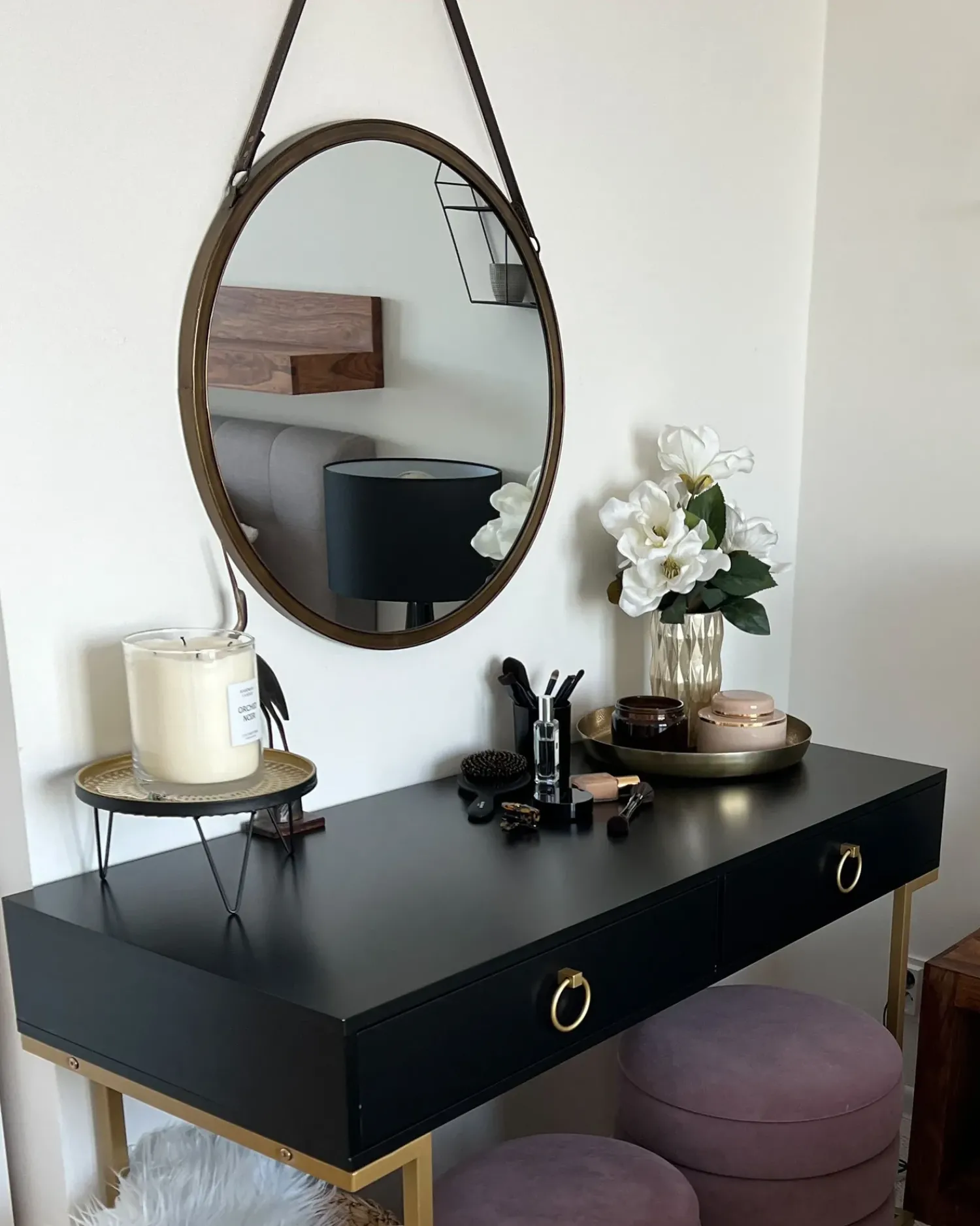 Online Beliani Specchio AUTUN 60 cm 60 cm Metallo Oro Oro Marrone