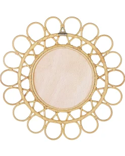 Online Beliani Specchio BABAI 60 cm 60 cm Rattan Naturale Marrone