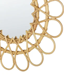 Online Beliani Specchio BABAI 60 cm 60 cm Rattan Naturale Marrone