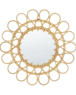 Online Beliani Specchio BABAI 60 cm 60 cm Rattan Naturale Marrone