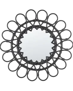 Discount Beliani Specchio BABAI 60 cm 60 cm Rattan Nero