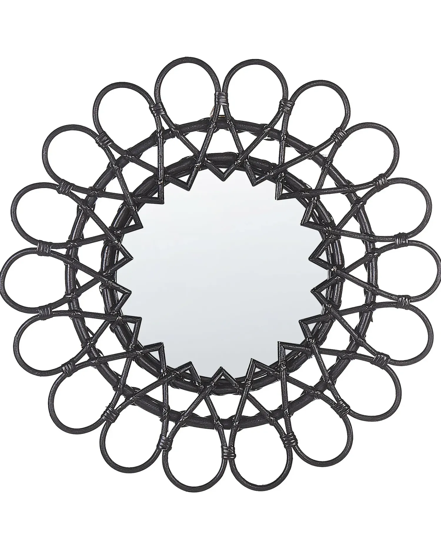 Discount Beliani Specchio BABAI 60 cm 60 cm Rattan Nero
