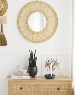 Sale Beliani Specchio BACATA 60 cm 60 cm Bambù Naturale Marrone