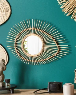 Outlet Beliani Specchio BARIO 63 cm 45 cm Bambù Naturale Marrone