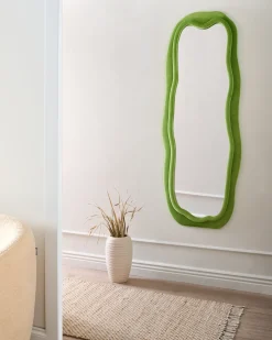 Discount Beliani Specchio BEAUNE 56 cm 160 cm Velluto Verde
