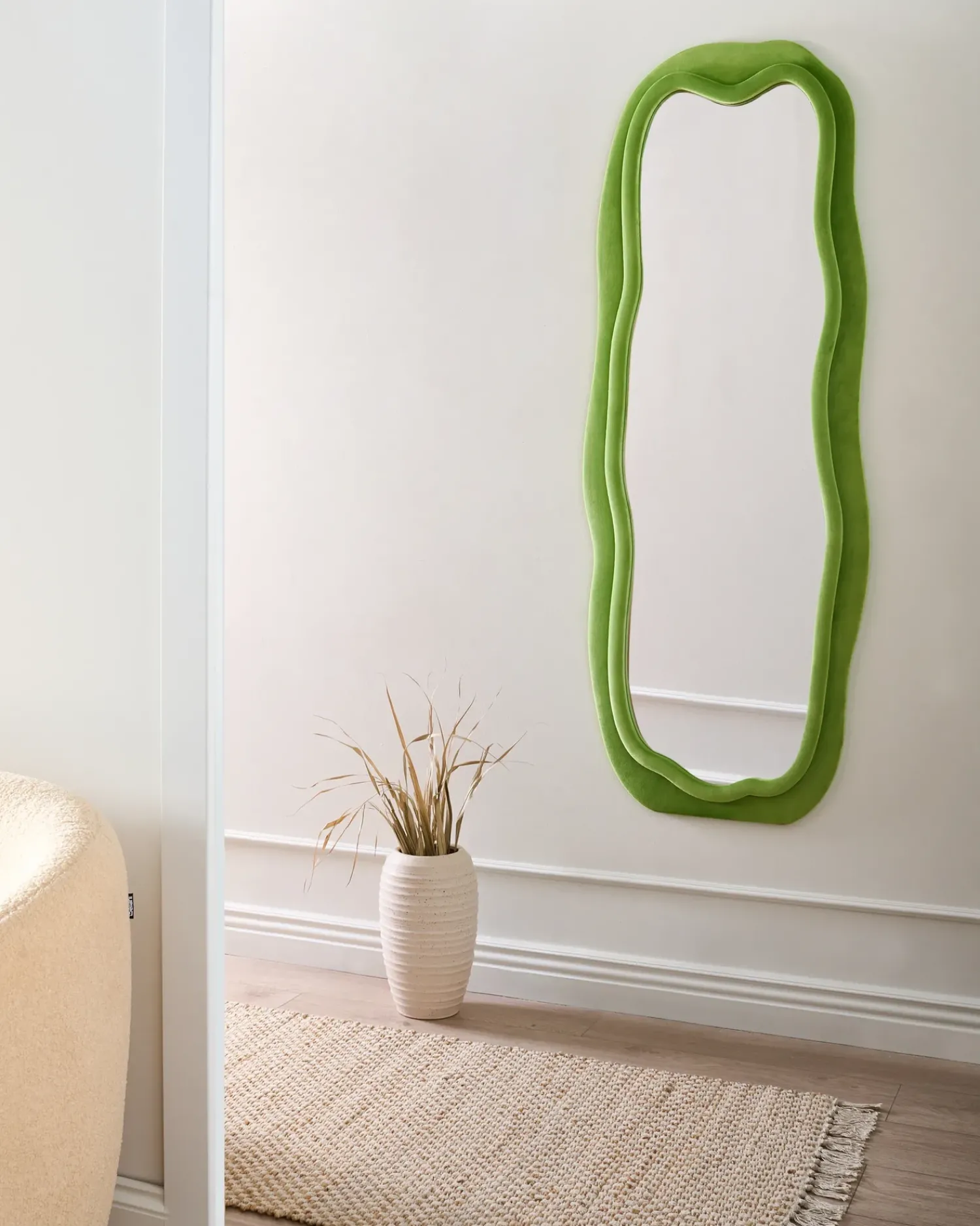 Discount Beliani Specchio BEAUNE 56 cm 160 cm Velluto Verde