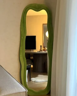 Discount Beliani Specchio BEAUNE 56 cm 160 cm Velluto Verde