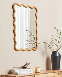 Sale Beliani Specchio BEFFES 50 cm 72 cm Legno di pino Naturale Marrone