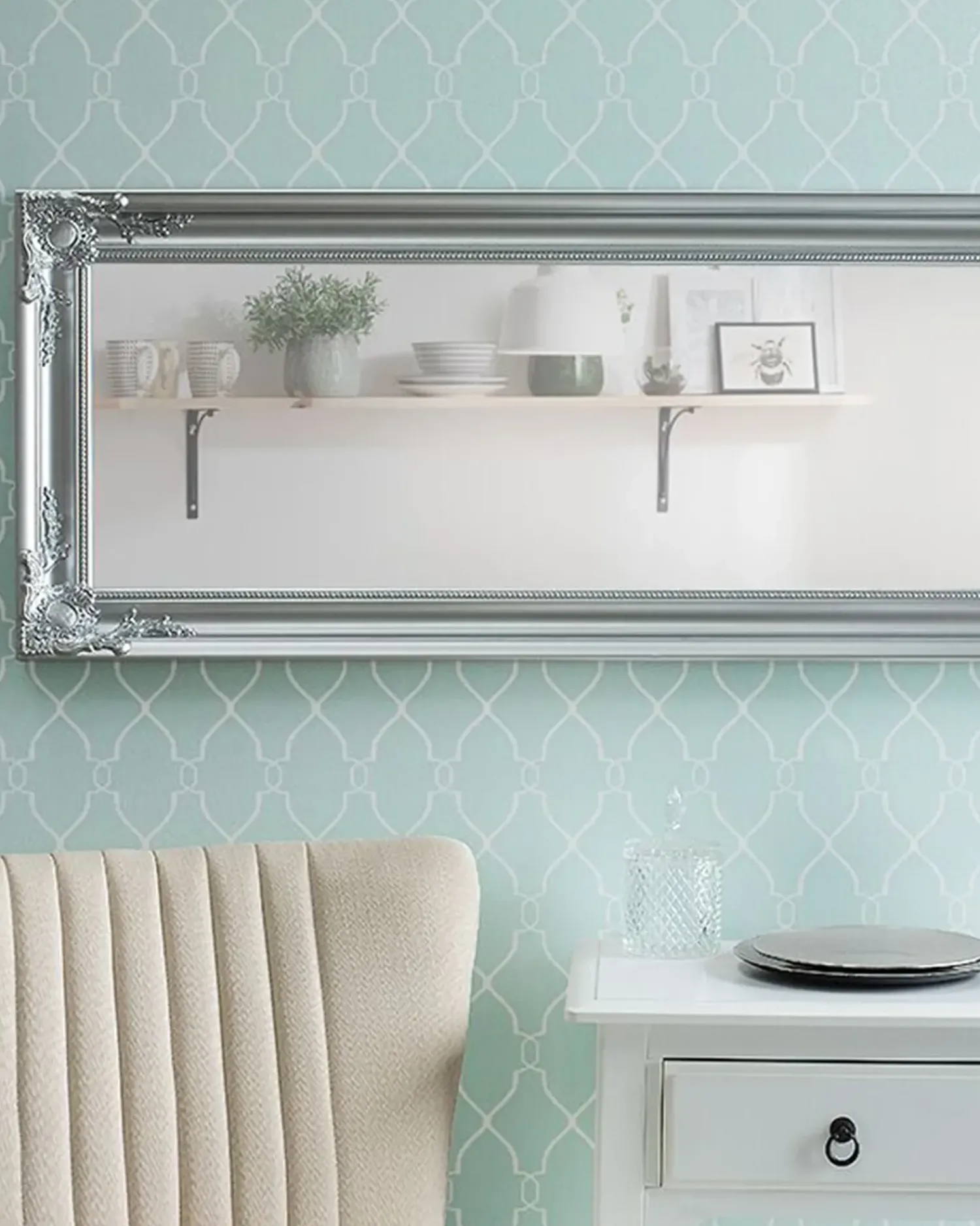 New Beliani Specchio BELLAC 51 cm 141 cm Argento
