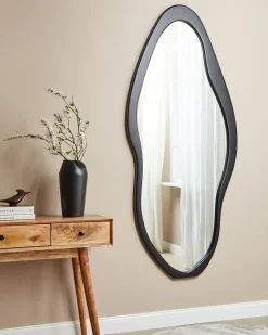 Beliani Specchio BLET 80 cm 180 cm Legno di Paulownia Nero