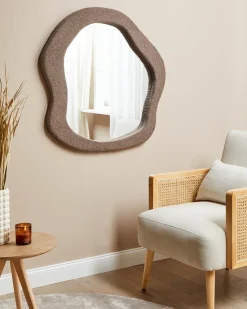 Sale Beliani Specchio BLISMES 79 cm 80 cm Bouclé Marrone