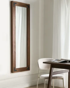 Hot Beliani Specchio BLOSVILLE 58 cm 164 cm Legno di abete Marrone