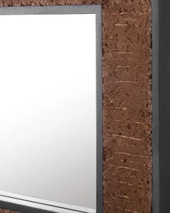 Hot Beliani Specchio BOISE 60 cm 60 cm Legno di teak scuro Marrone