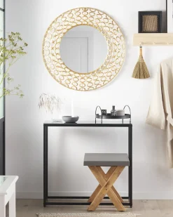 Best Beliani Specchio BOURDON 80 cm 80 cm Metallo Oro