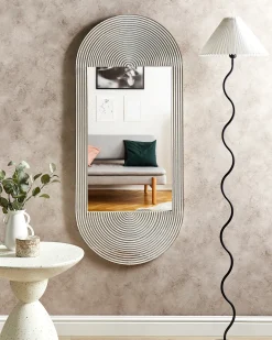 Outlet Beliani Specchio BRIANT 56 cm 130 cm Legno di mango Bianco