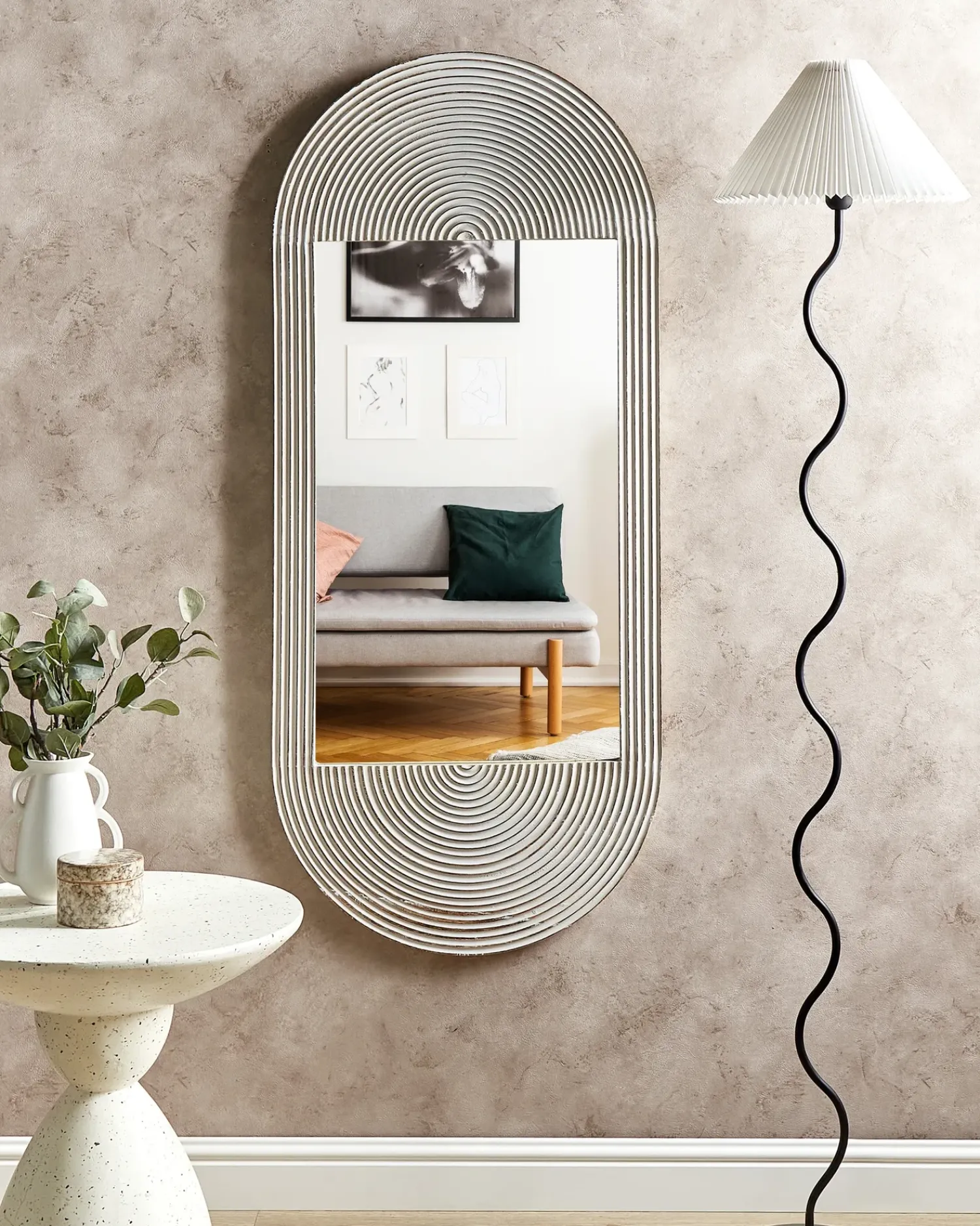 Outlet Beliani Specchio BRIANT 56 cm 130 cm Legno di mango Bianco