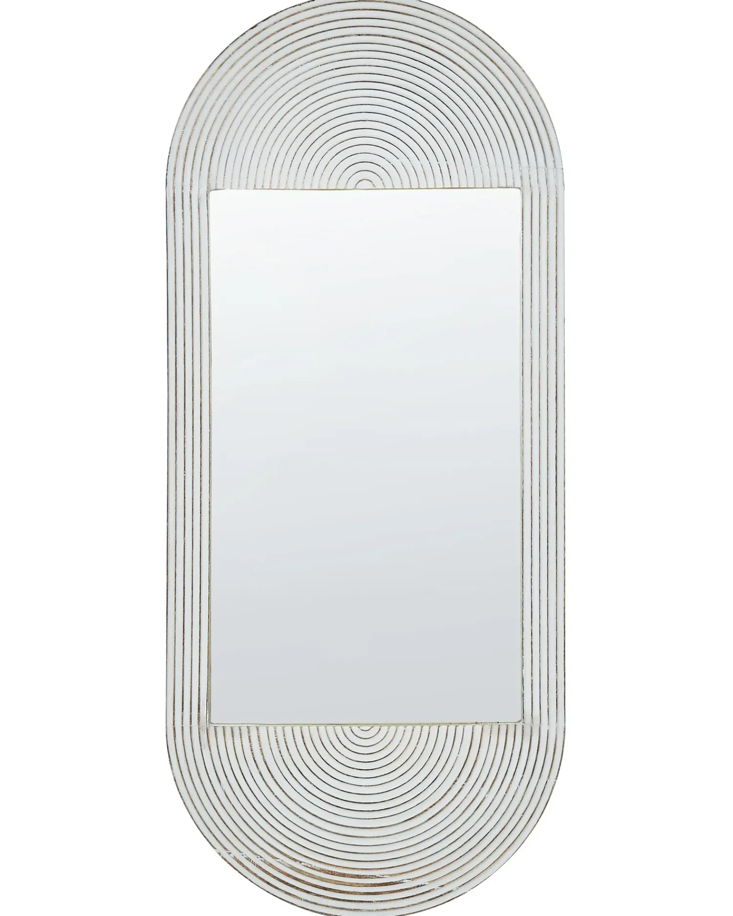 Outlet Beliani Specchio BRIANT 56 cm 130 cm Legno di mango Bianco