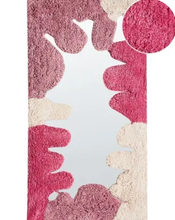 New Beliani Specchio CAGERI 41 cm 75 cm Cotone Rosa Bianco Rosa