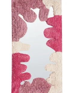 New Beliani Specchio CAGERI 41 cm 75 cm Cotone Rosa Bianco Rosa