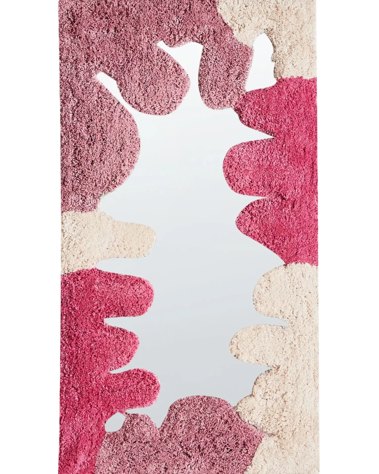 New Beliani Specchio CAGERI 41 cm 75 cm Cotone Rosa Bianco Rosa