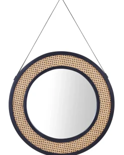Hot Beliani Specchio CAMBRAI 70 cm 104 cm Rattan Naturale Naturale Nero