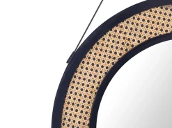 Hot Beliani Specchio CAMBRAI 70 cm 104 cm Rattan Naturale Naturale Nero