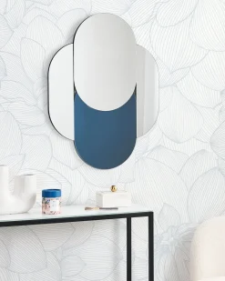 New Beliani Specchio CHAILLON 60 cm 80 cm Blu Blu Argento