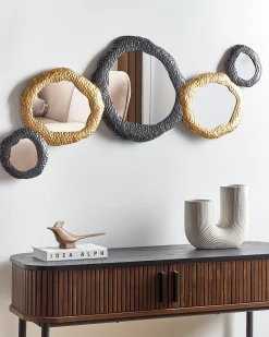 Clearance Beliani Specchio CHARNY 109 cm 44 cm Metallo Nero/Oro Oro Nero