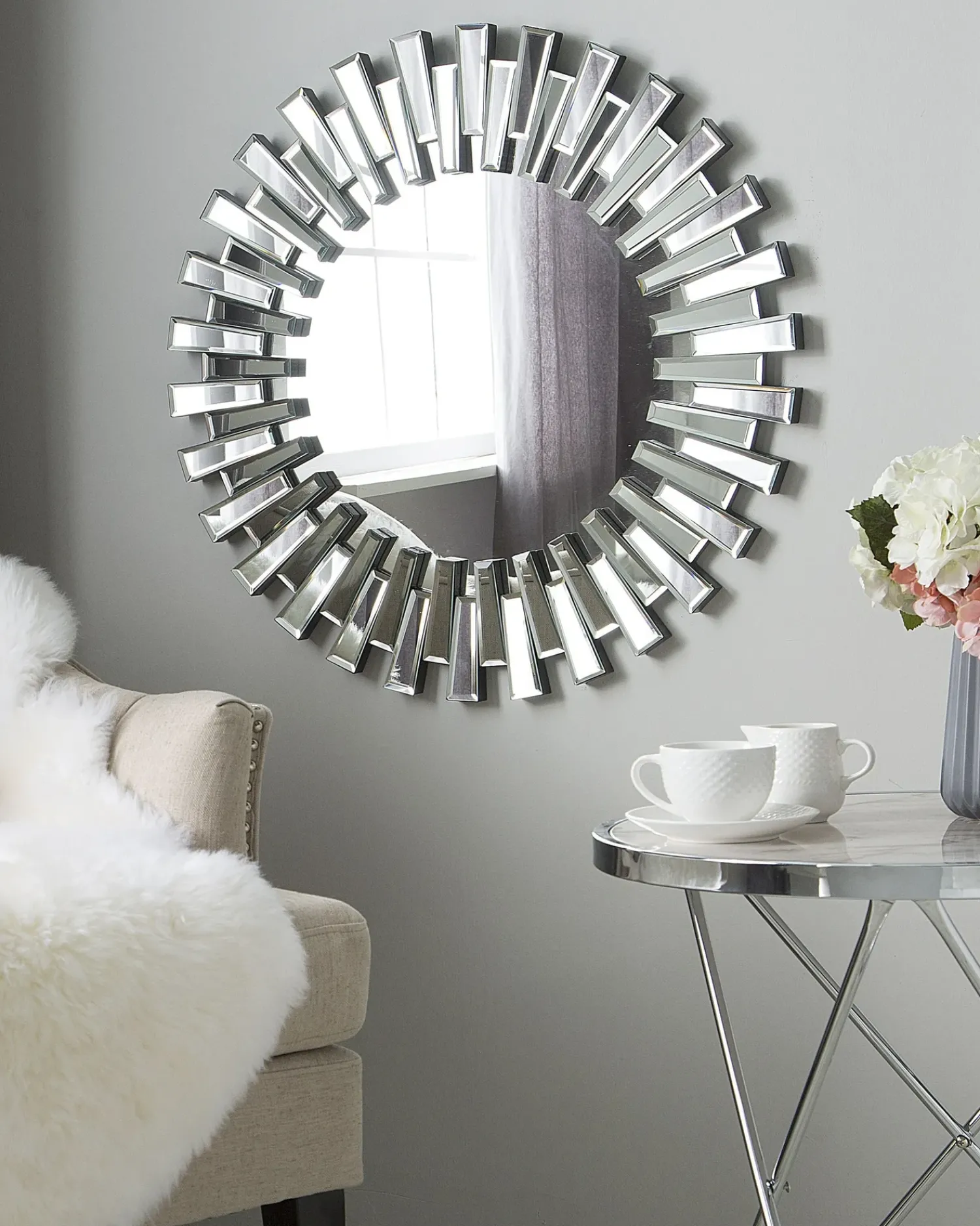 Outlet Beliani Specchio CHOLET 70 cm 70 cm Argento