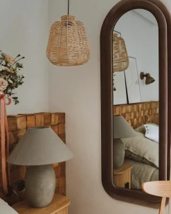 Beliani Specchio CULAN 60 cm 160 cm Velluto Rosa