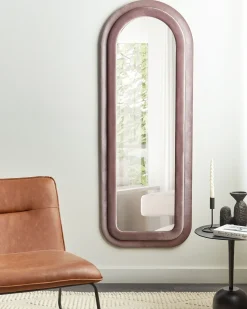 Beliani Specchio CULAN 60 cm 160 cm Velluto Rosa