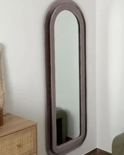 Beliani Specchio CULAN 60 cm 160 cm Velluto Rosa