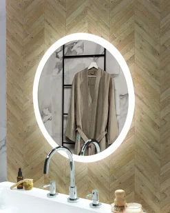 Outlet Beliani Specchio da bagno con luce LED YSER 58 cm 58 cm Argento