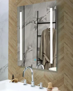 Clearance Beliani Specchio da bagno con luce LED MARTINET 80 cm Argento