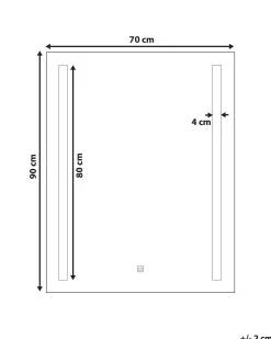 Best Beliani Specchio da bagno con luce LED MARTINET 90 cm Argento