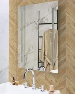 Best Beliani Specchio da bagno con luce LED MARTINET 90 cm Argento