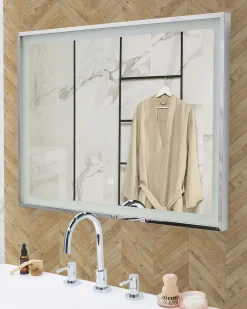 Hot Beliani Specchio da bagno con luce LED ARGENS 60 cm Argento