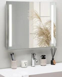 Clearance Beliani Specchio da bagno con luce LED LIRAC 70 cm 60 cm Argento