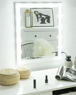 Online Beliani Specchio da bagno con luce LED ODENAS 50 cm 60 cm Bianco
