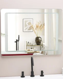 Clearance Beliani Specchio da bagno con luce LED WASSY 80 cm 60 cm Argento