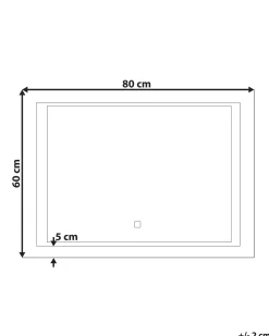 Beliani Specchio da bagno con luce LED EYRE 80 cm 60 cm Argento