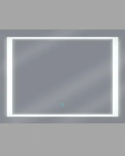 Beliani Specchio da bagno con luce LED EYRE 80 cm 60 cm Argento