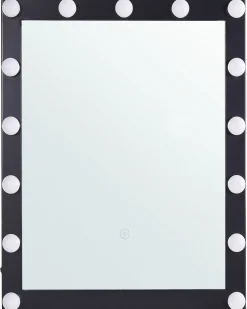 Clearance Beliani Specchio da bagno con luce LED ODENAS 50 cm 60 cm Nero