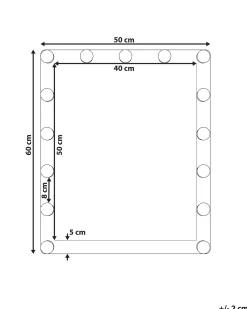 Clearance Beliani Specchio da bagno con luce LED ODENAS 50 cm 60 cm Nero