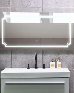 New Beliani Specchio da bagno con luce LED ARROMACHNES 120 cm 60 cm Argento